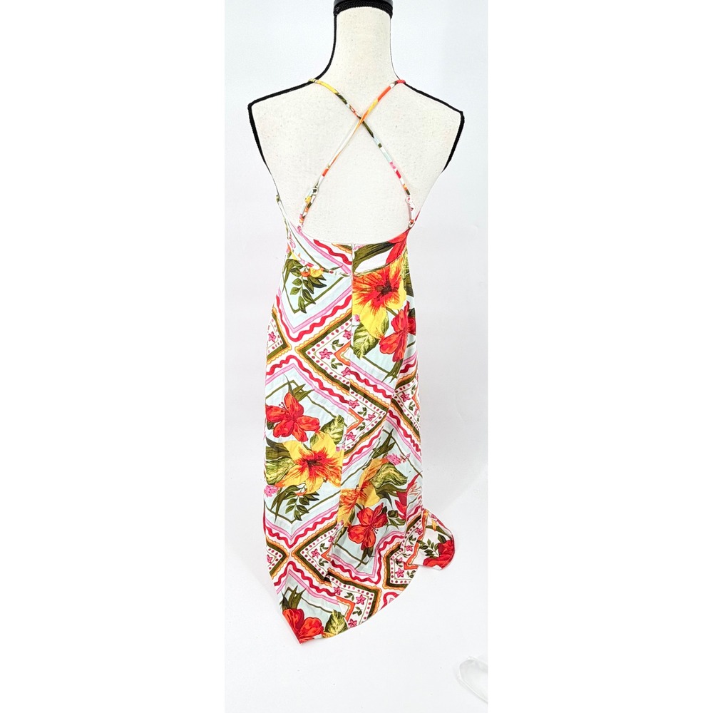 Crystal Sky Maxi Dress Womens Size S Multicolor Tropical Floral Scarf Print Boho - Picture 7 of 10